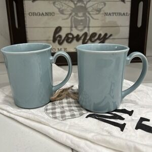 Corning Mugs Light Blue 8oz Set 2 Microwavable Coffee Cups 12 E0 Vintage Cottage